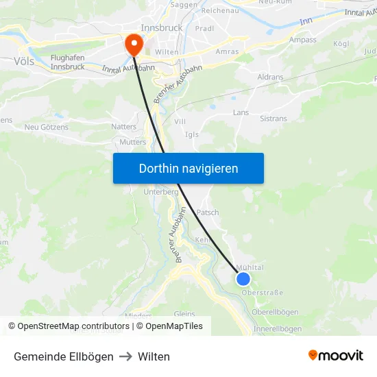 Gemeinde Ellbögen to Wilten map