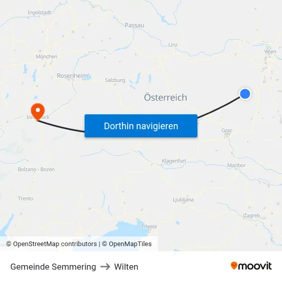 Gemeinde Semmering to Wilten map