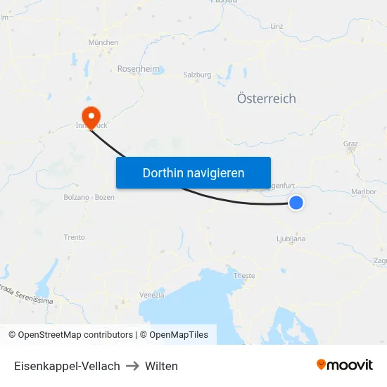Eisenkappel-Vellach to Wilten map