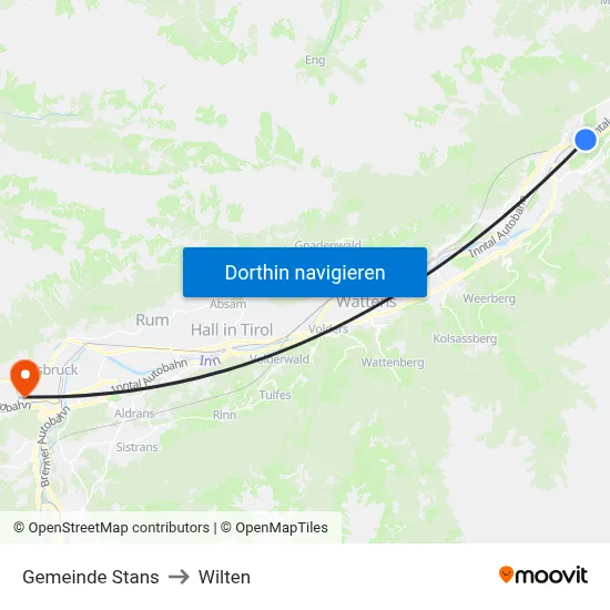 Gemeinde Stans to Wilten map