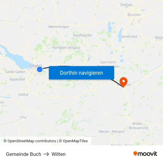 Gemeinde Buch to Wilten map