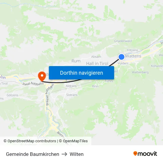 Gemeinde Baumkirchen to Wilten map