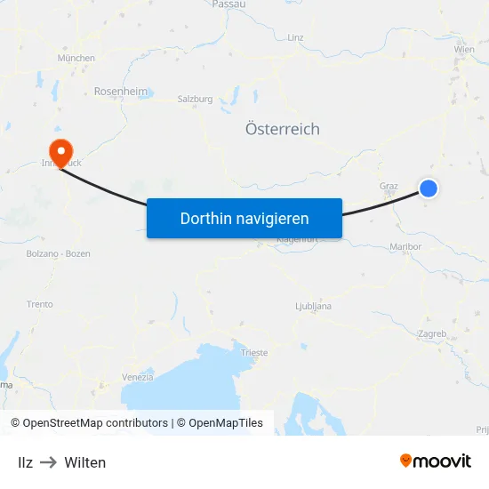 Ilz to Wilten map