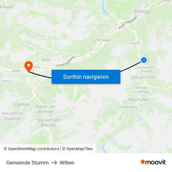 Gemeinde Stumm to Wilten map