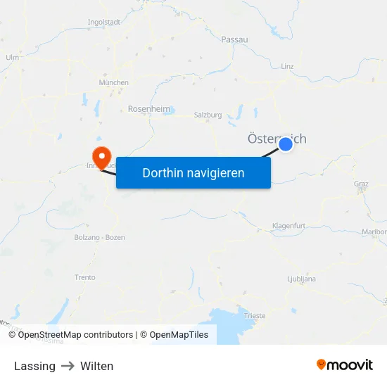 Lassing to Wilten map