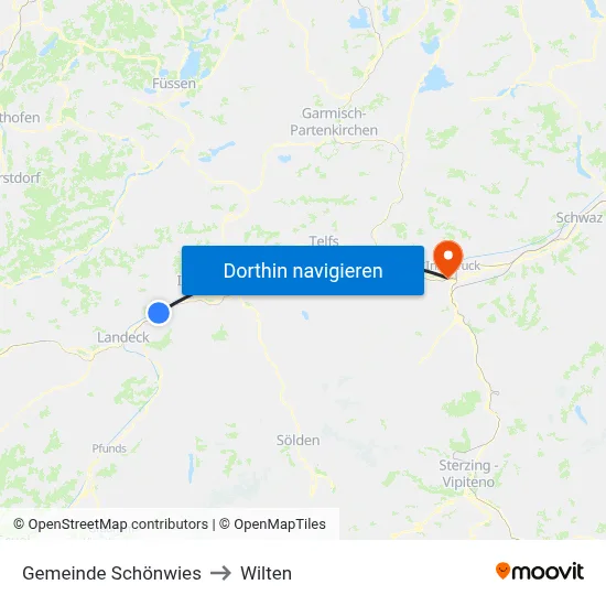Gemeinde Schönwies to Wilten map