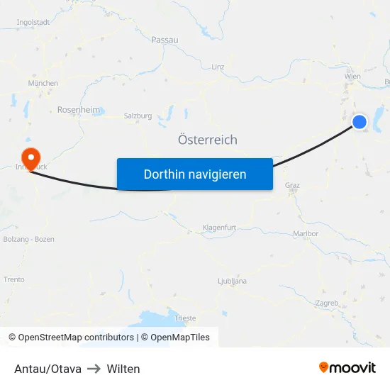 Antau/Otava to Wilten map