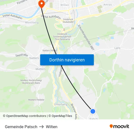 Gemeinde Patsch to Wilten map