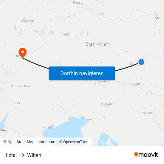 Ilztal to Wilten map