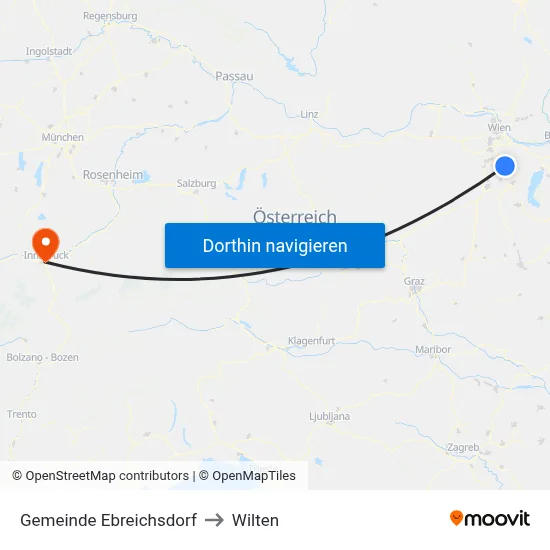 Gemeinde Ebreichsdorf to Wilten map