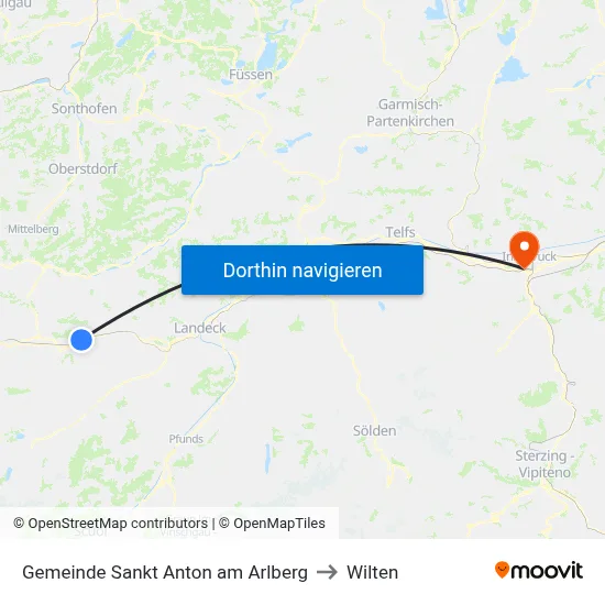 Gemeinde Sankt Anton am Arlberg to Wilten map