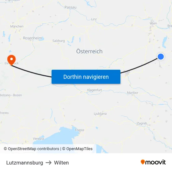 Lutzmannsburg to Wilten map
