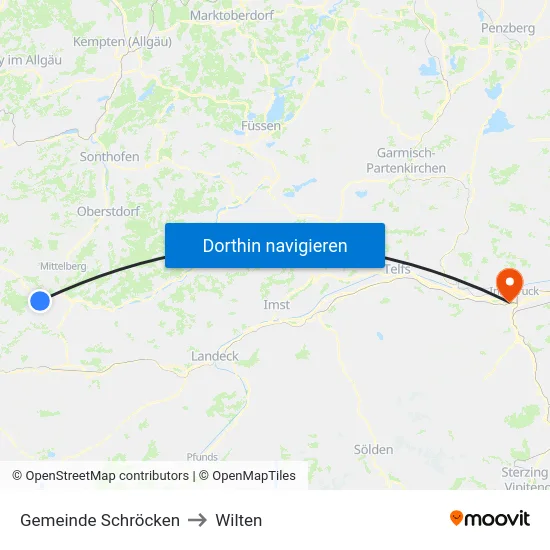 Gemeinde Schröcken to Wilten map
