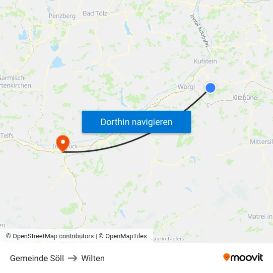 Gemeinde Söll to Wilten map