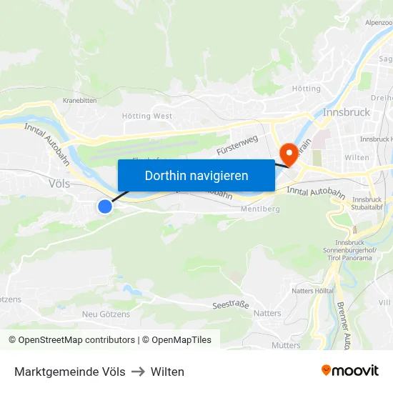 Marktgemeinde Völs to Wilten map