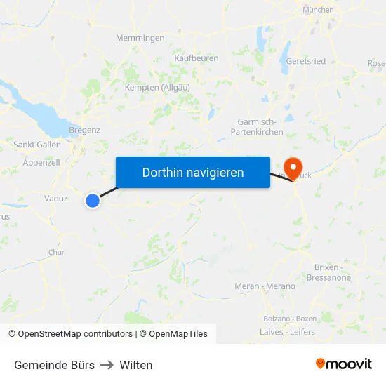 Gemeinde Bürs to Wilten map