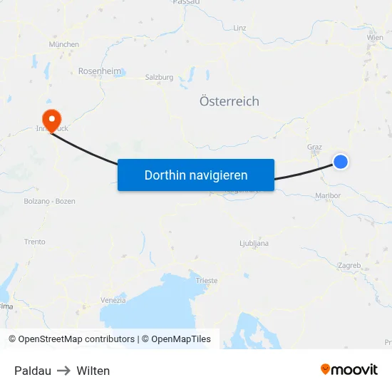 Paldau to Wilten map