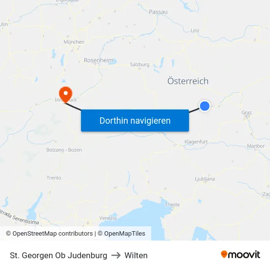 St. Georgen Ob Judenburg to Wilten map