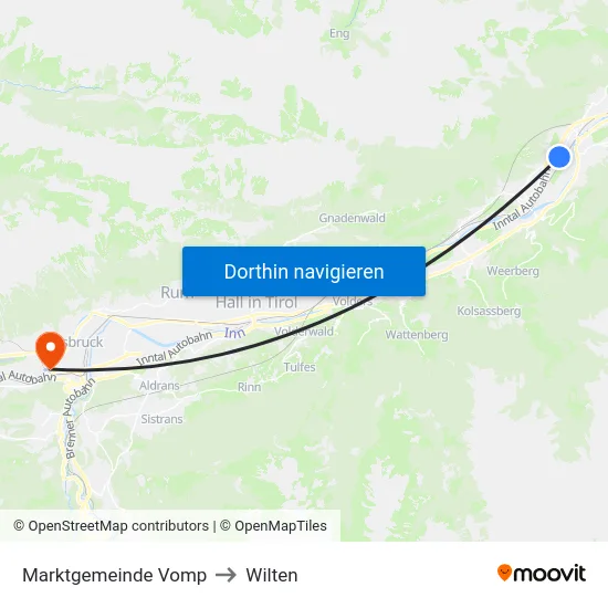 Marktgemeinde Vomp to Wilten map