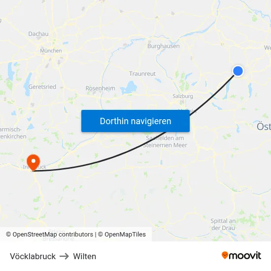 Vöcklabruck to Wilten map