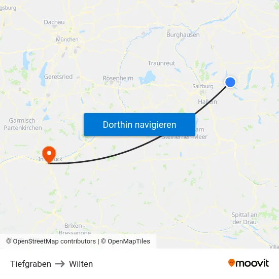 Tiefgraben to Wilten map