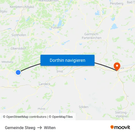 Gemeinde Steeg to Wilten map
