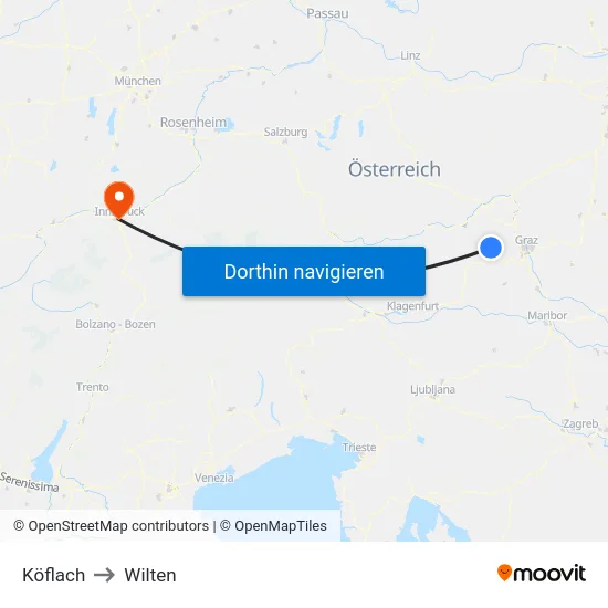 Köflach to Wilten map