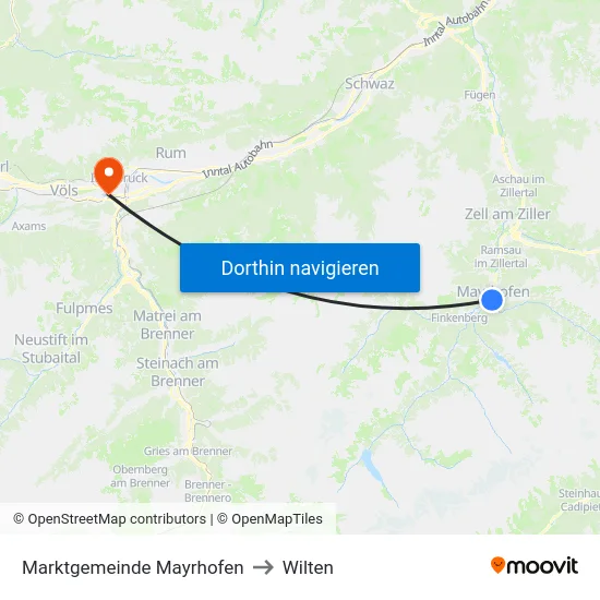 Marktgemeinde Mayrhofen to Wilten map