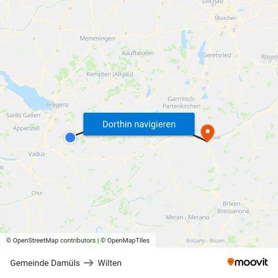 Gemeinde Damüls to Wilten map