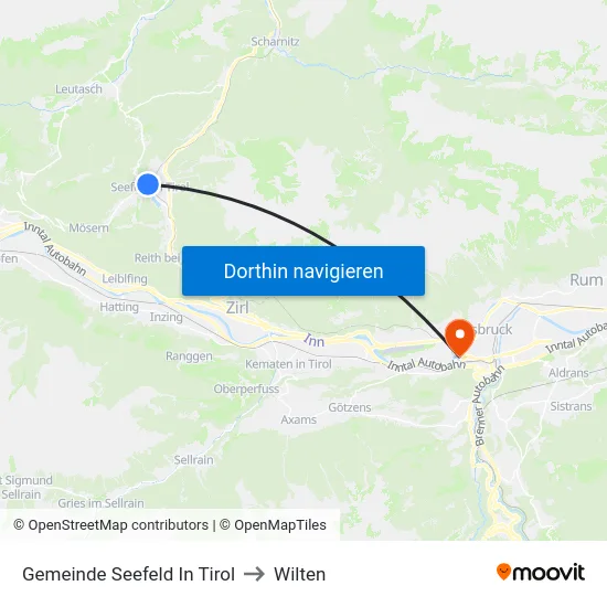 Gemeinde Seefeld In Tirol to Wilten map