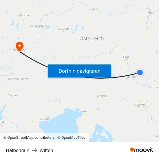 Halbenrain to Wilten map