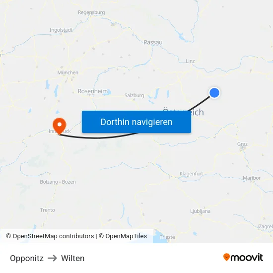 Opponitz to Wilten map