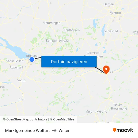 Marktgemeinde Wolfurt to Wilten map