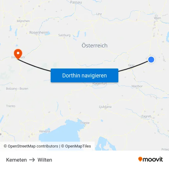Kemeten to Wilten map