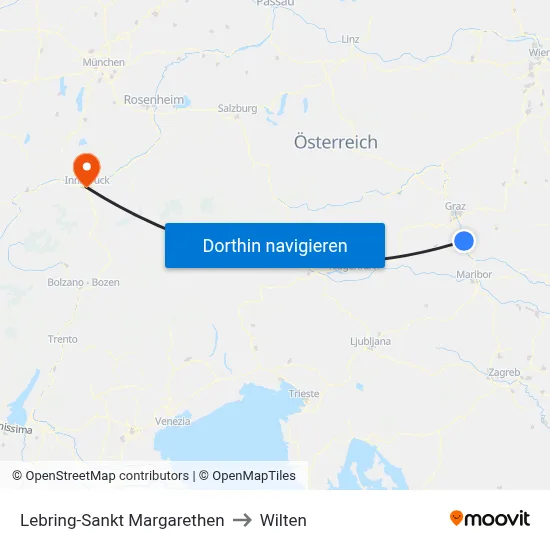 Lebring-Sankt Margarethen to Wilten map