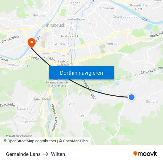 Gemeinde Lans to Wilten map