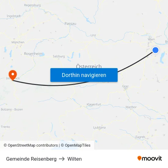 Gemeinde Reisenberg to Wilten map