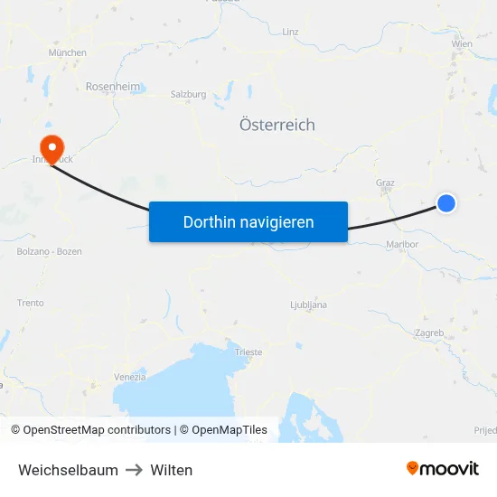 Weichselbaum to Wilten map