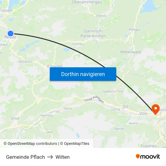 Gemeinde Pflach to Wilten map