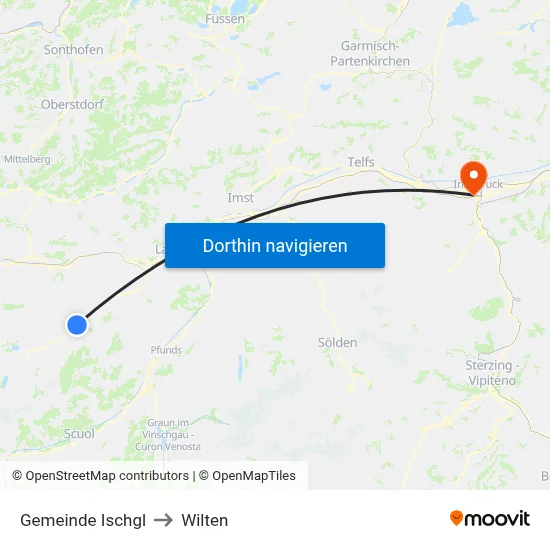 Gemeinde Ischgl to Wilten map