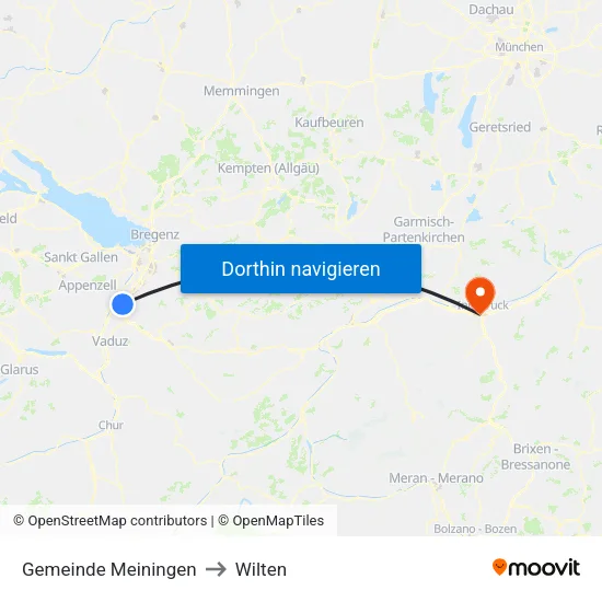 Gemeinde Meiningen to Wilten map