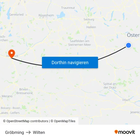 Gröbming to Wilten map