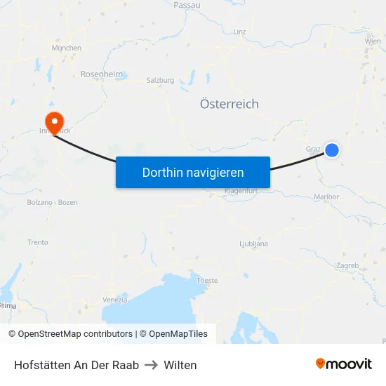 Hofstätten An Der Raab to Wilten map