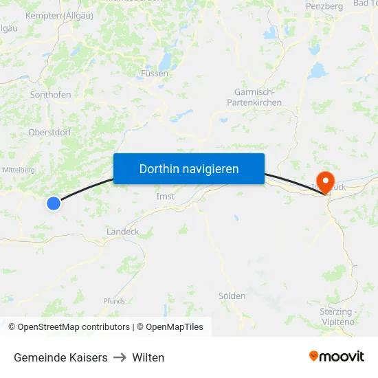 Gemeinde Kaisers to Wilten map