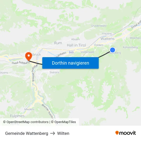 Gemeinde Wattenberg to Wilten map
