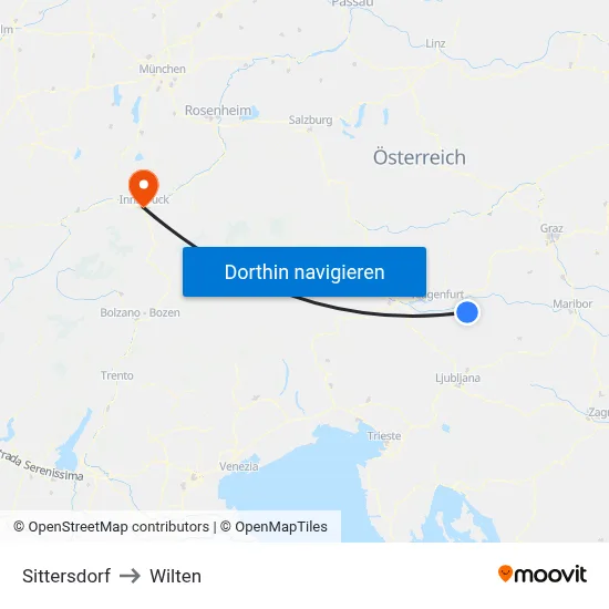 Sittersdorf to Wilten map