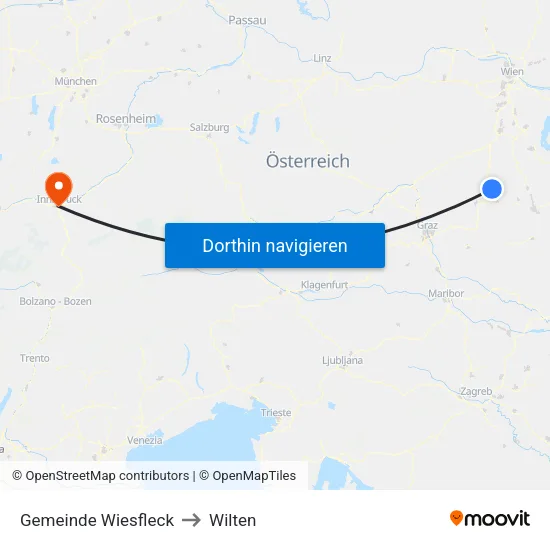Gemeinde Wiesfleck to Wilten map
