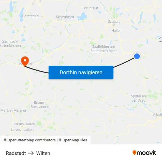Radstadt to Wilten map