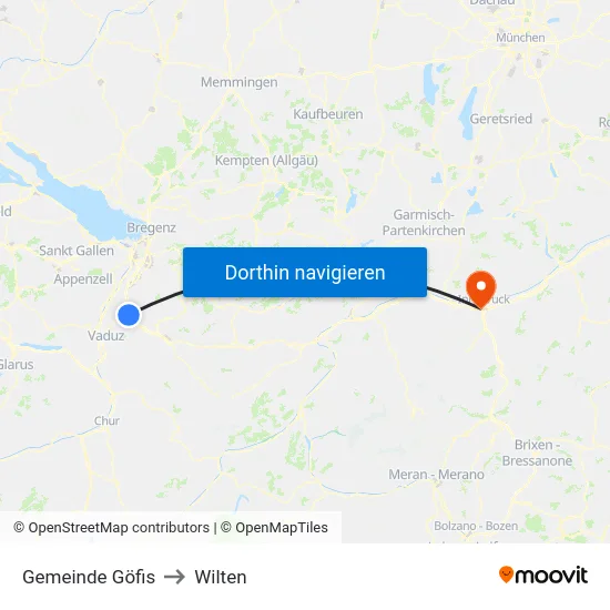 Gemeinde Göfis to Wilten map