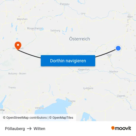 Pöllauberg to Wilten map
